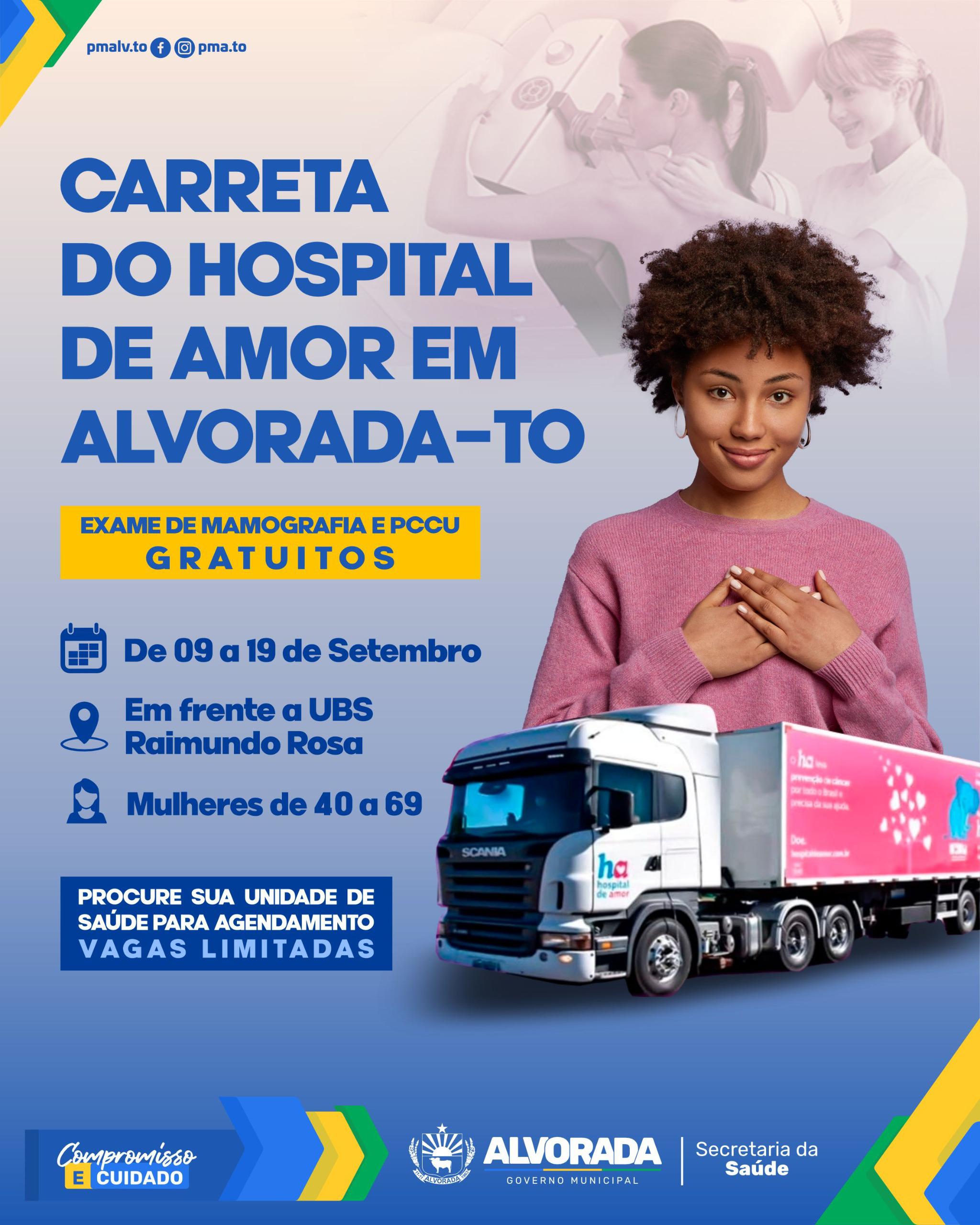 Carreta do Hospital de Amor estará em Alvorada com exames gratuitos para mulheres de 40 a 69 anos