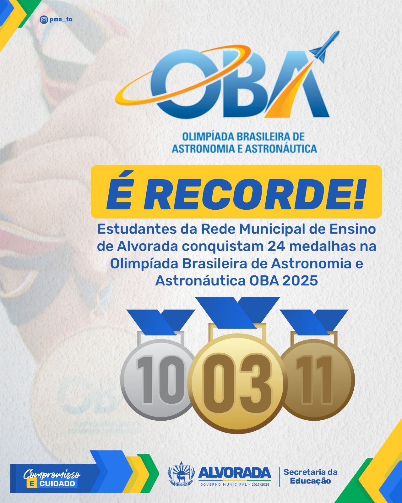 Educação de Alvorada conquista 24 medalhas na Olimpíada Brasileira de Astronomia e Astronáutica